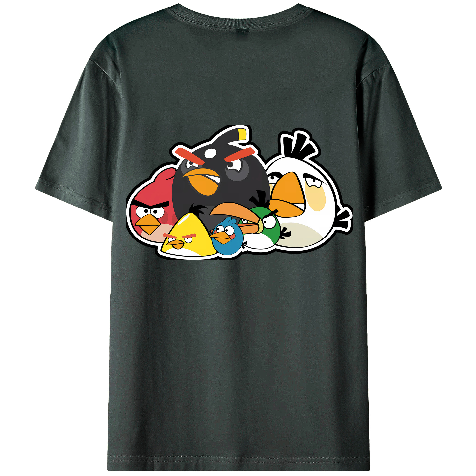 （画像用） Angry Birds アングリーバード 綿100％ メンズ半袖Tシャツ（バックプリント） 通気性